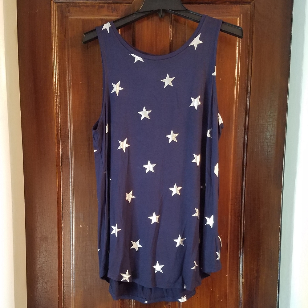 Blue tank top with silver stars